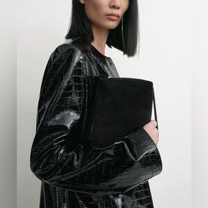 Toteme Belted Suede Clutch, Black